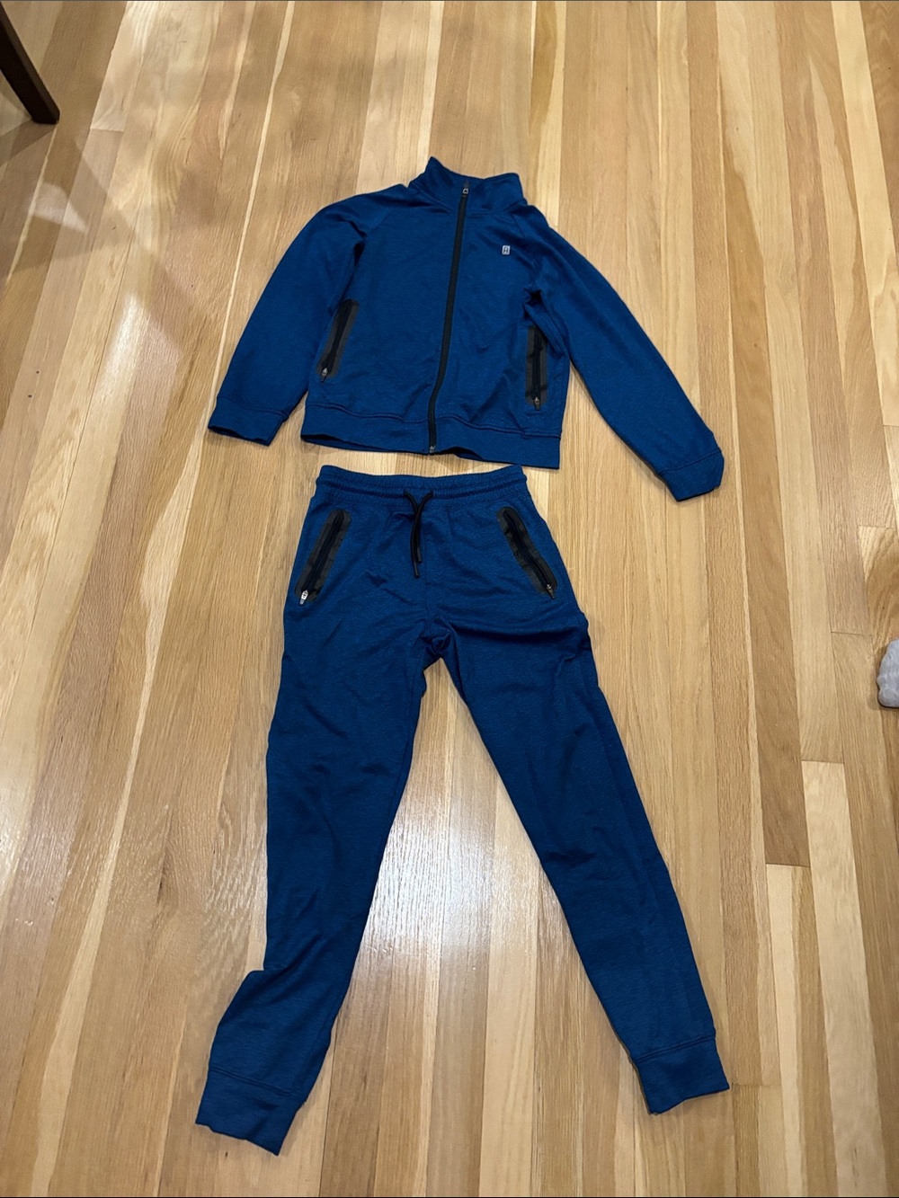 Kids Navy Blue Jogger Pants - Zip Pocket Sweatpants
